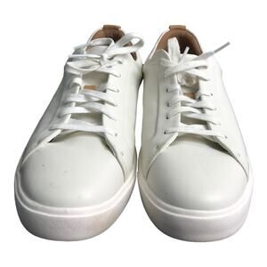 CLARKS Unstructured Un Maui Shoes Womens Sz 8.5 White Leather Lace Up Sneakers